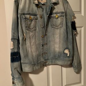 True Religion Distressed Denim Trucker Jacket